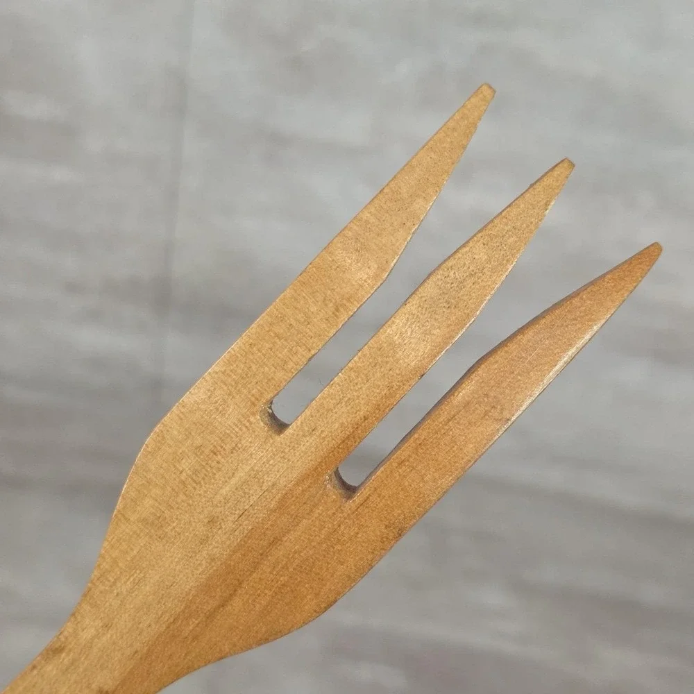 Vintage Primitive Wooden Salad Spoon Fork Set Marked  Made in Occupied Japan MCM